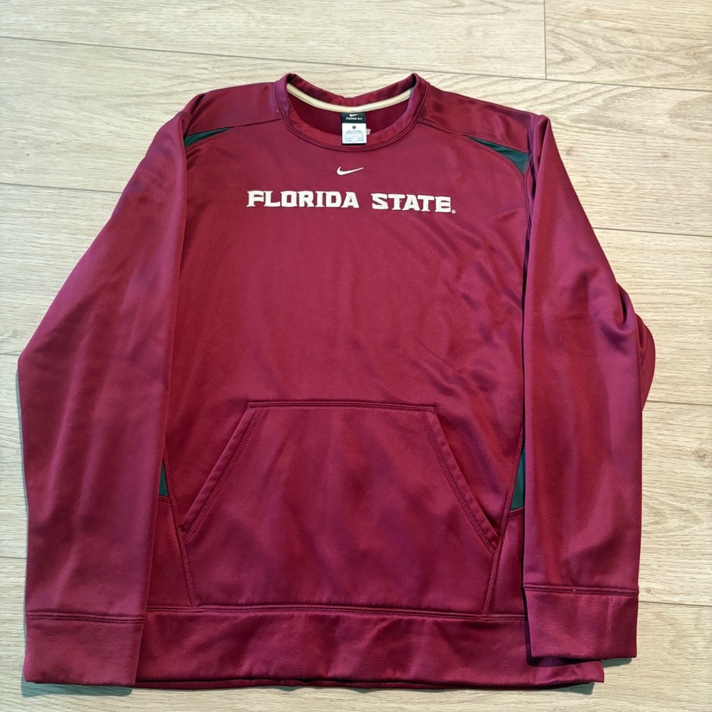 Nike Florida State Seminoles Therma-FIT Sweatshirt Mens Large Maroon Pullover